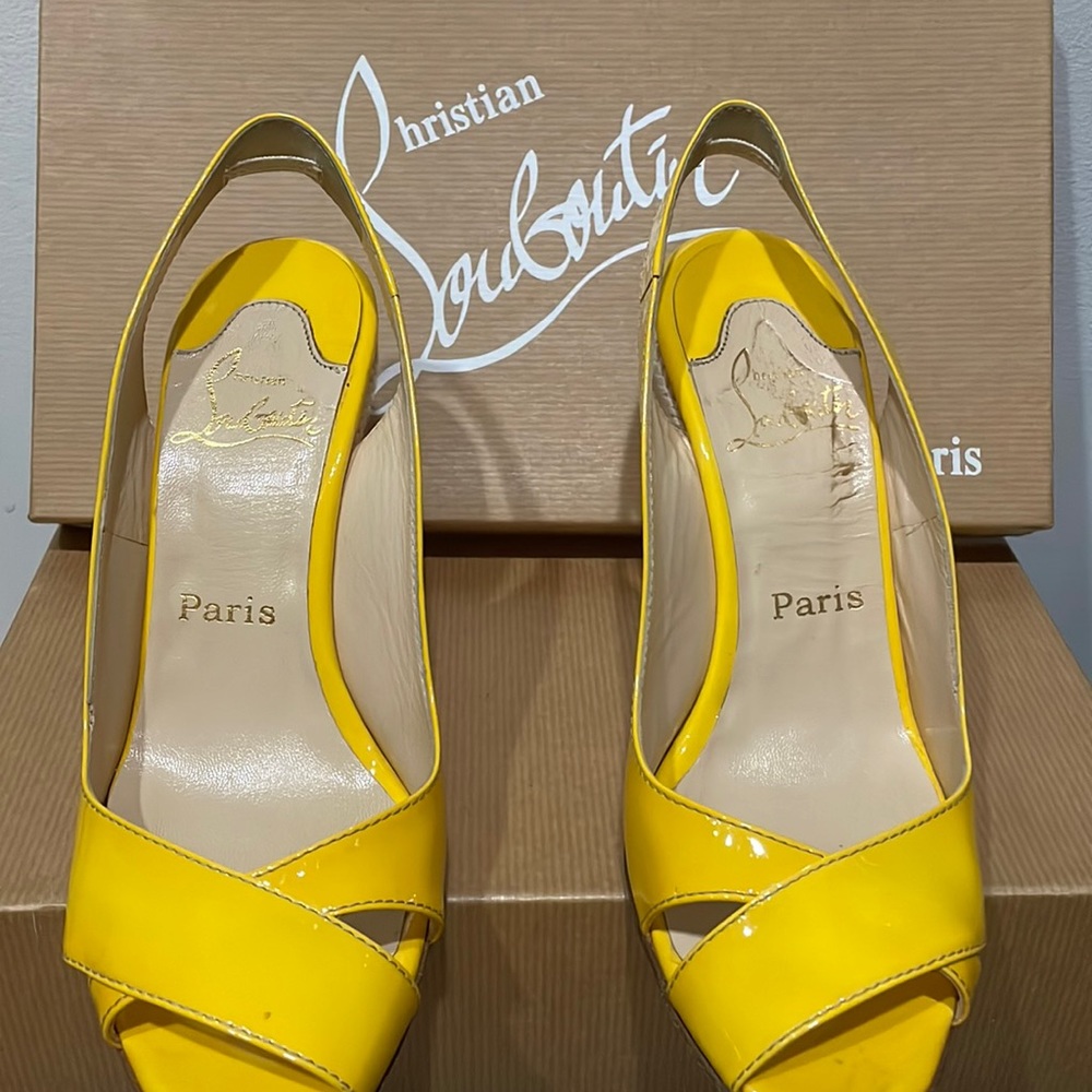 Christian Louboutin yellow wedges size 37 1/2